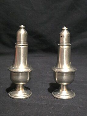 Vtg Empire Pewter Weighted Salt and Pepper Shaker Set #742